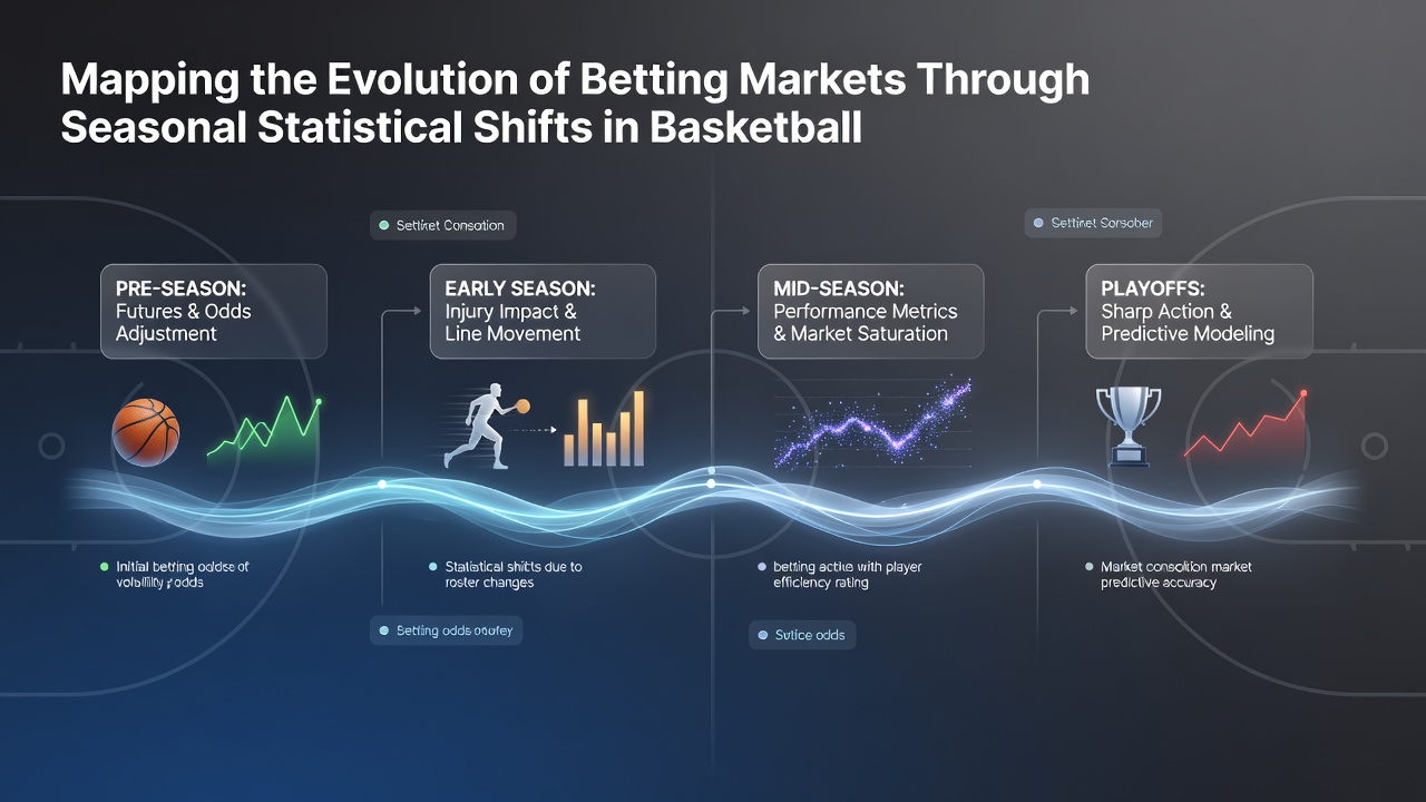 Betting market charts showing seasonal statistical trends in basketball performance data